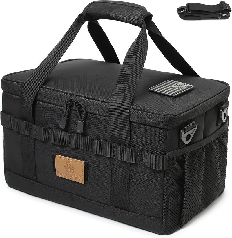 Lemubeane Tactical Camping Storage Bag 18L Tactical Utility Tote Bag Camping Cookware Organizer Trunk Organizer (Black) - Image 1